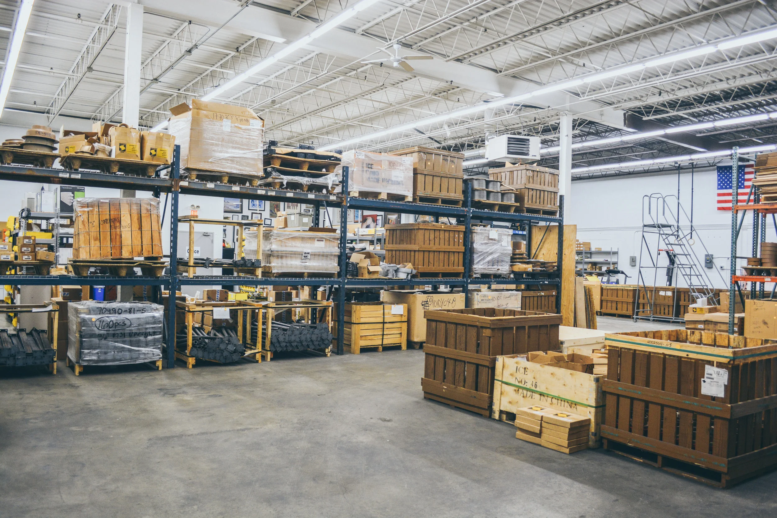Plumbing products and materials staged for delivery